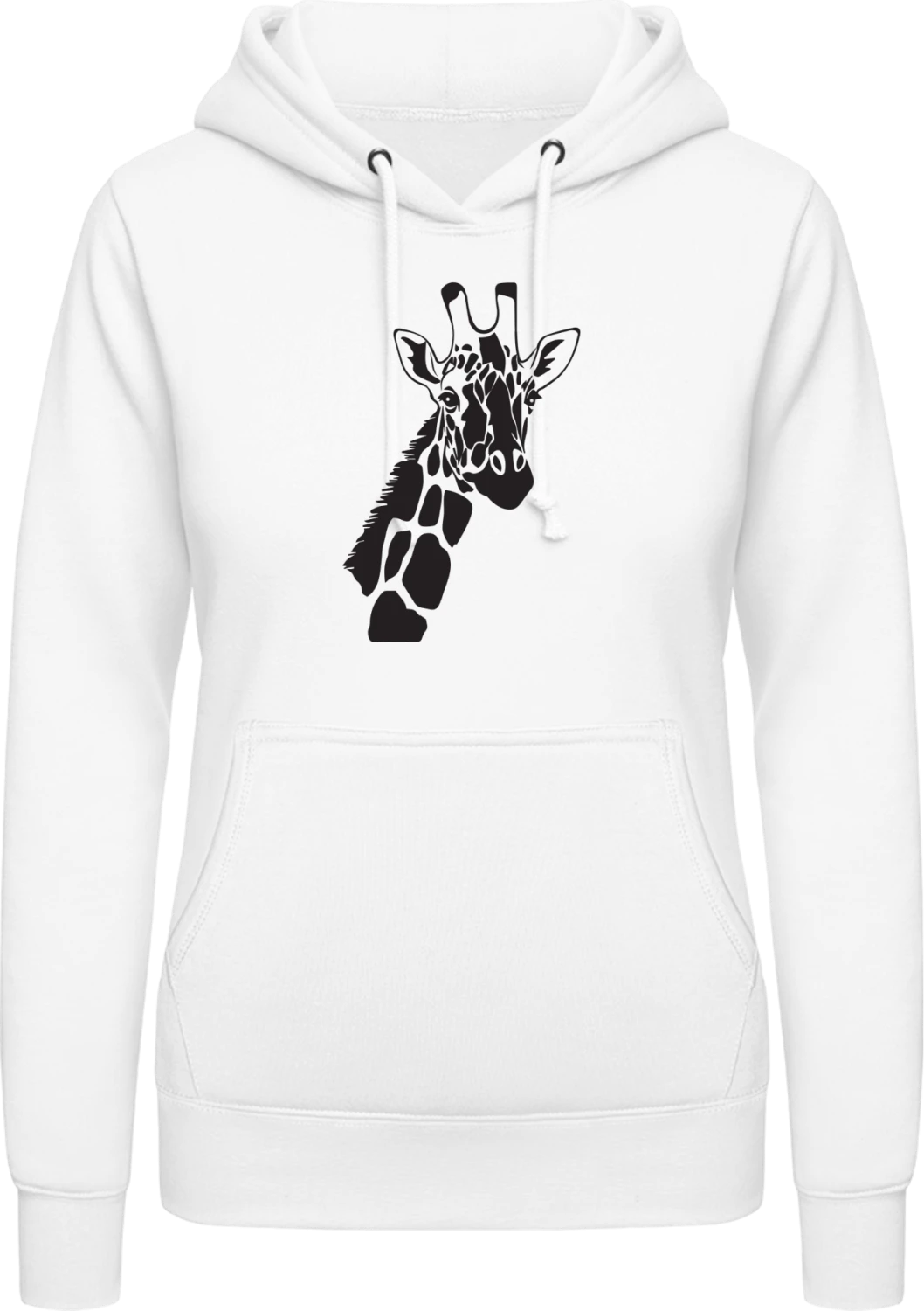 Giraffe Outline - Arctic white AWDis ladies hoodie - Front