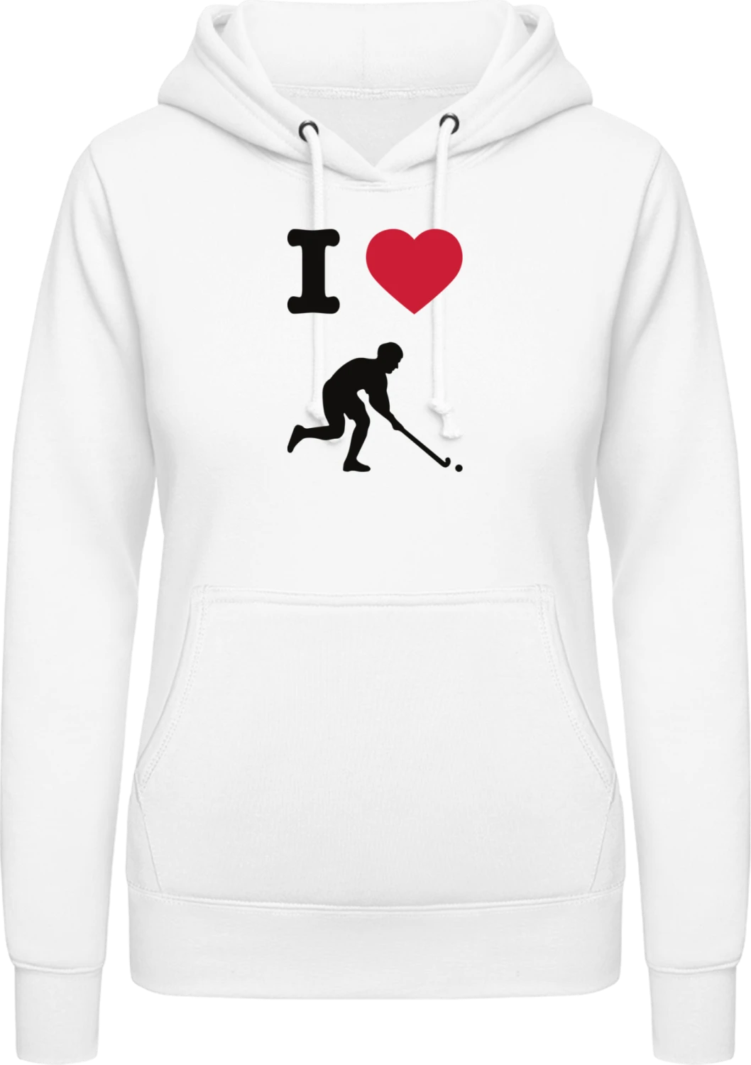 I Heart Field Hockey Logo - Arctic white AWDis ladies hoodie - Front