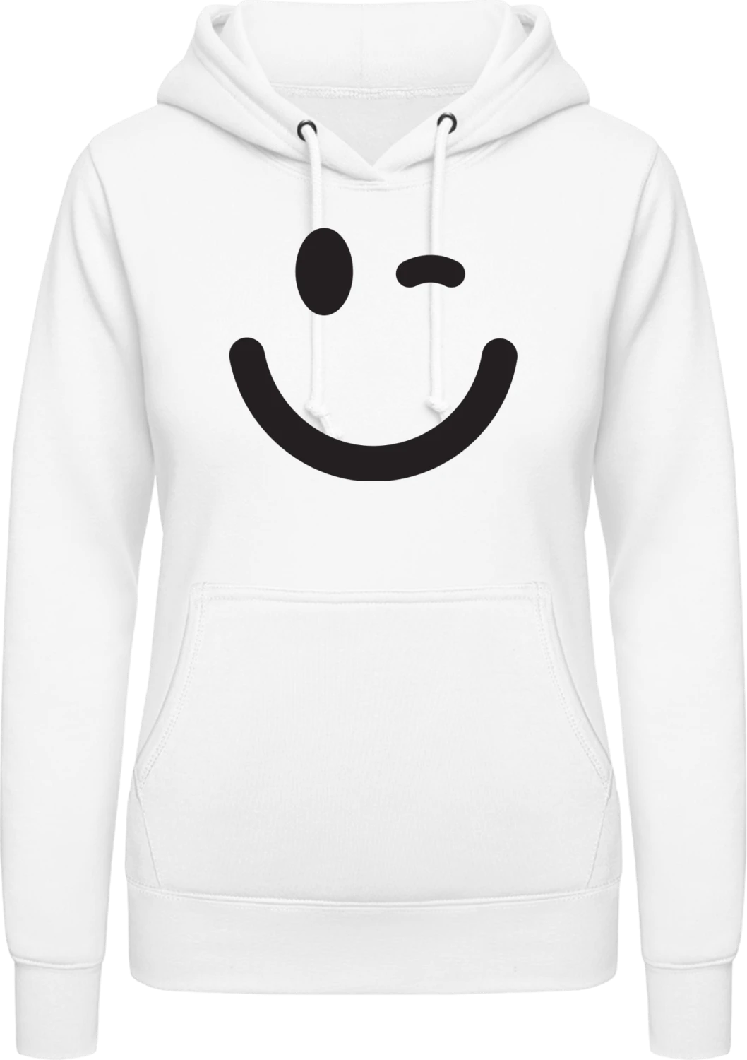 Winking Emoticon - Arctic white AWDis ladies hoodie - Front