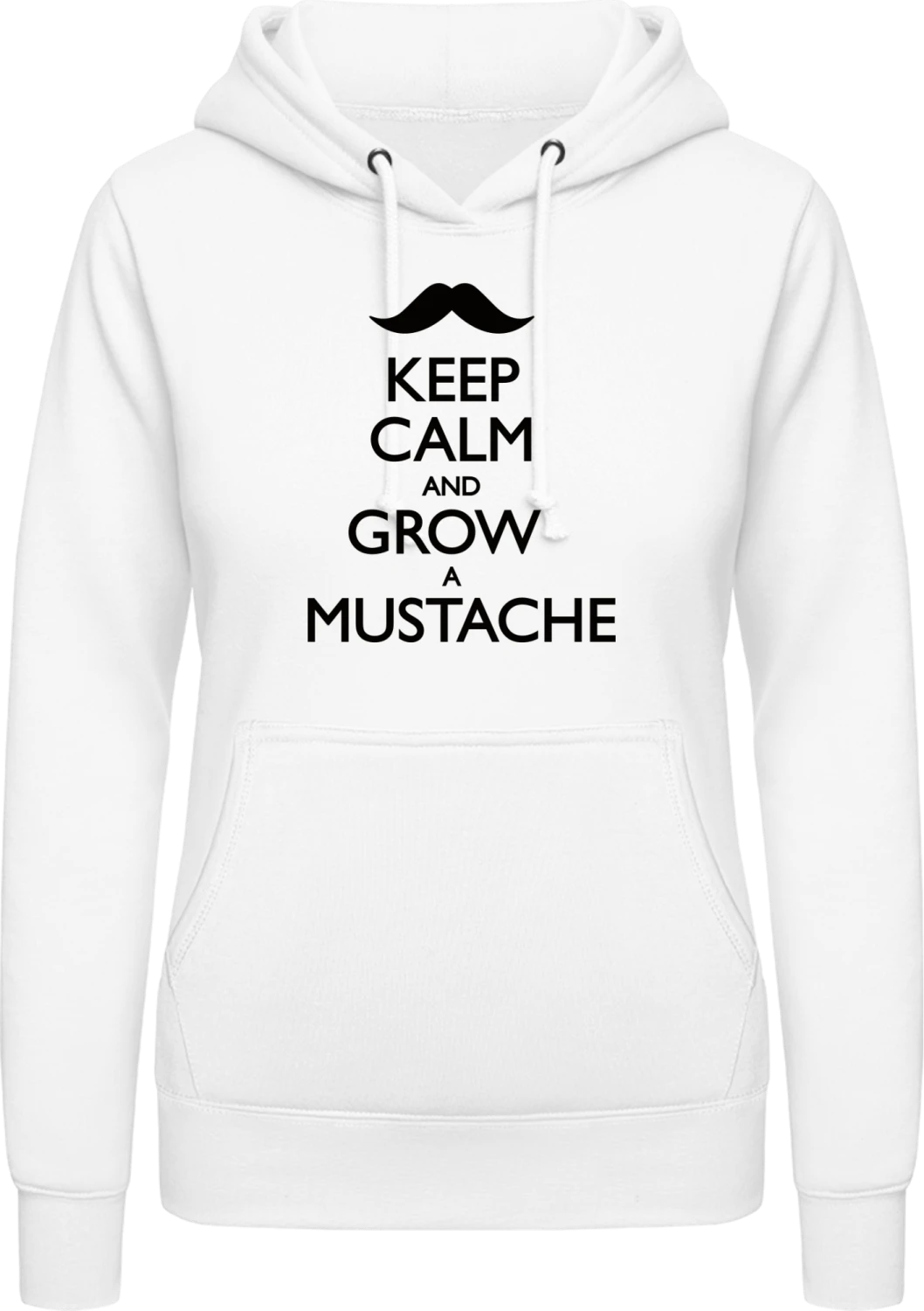 Keep Calm and grow a Mustache - Arctic white AWDis ladies hoodie - Front