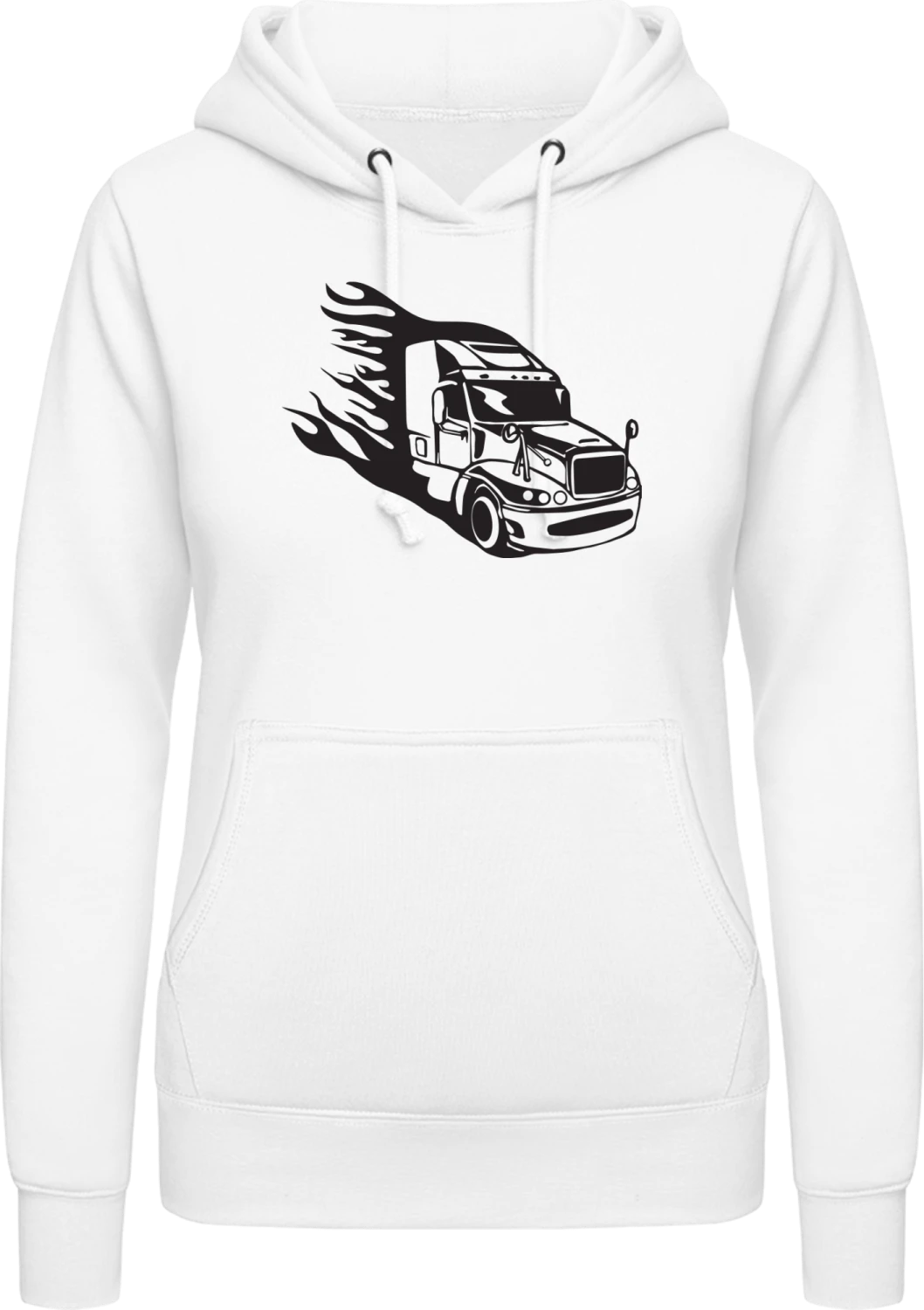 Truck On Fire - Arctic white AWDis ladies hoodie - Front