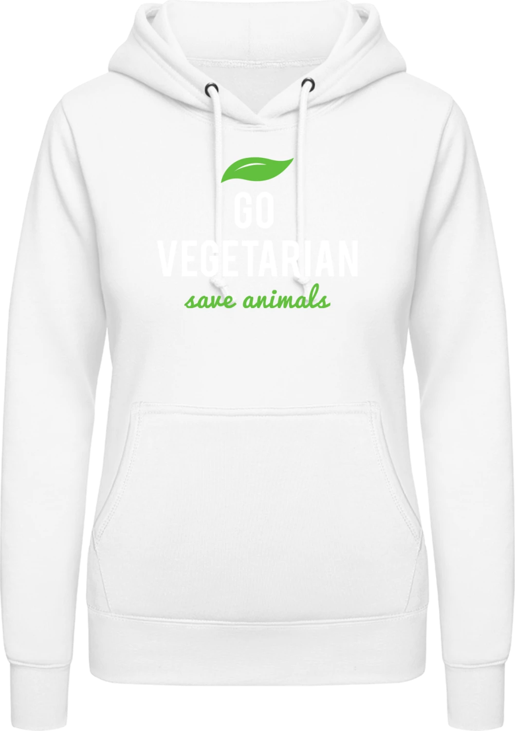 Go Vegetarian Save Animals - Arctic white AWDis ladies hoodie - Front