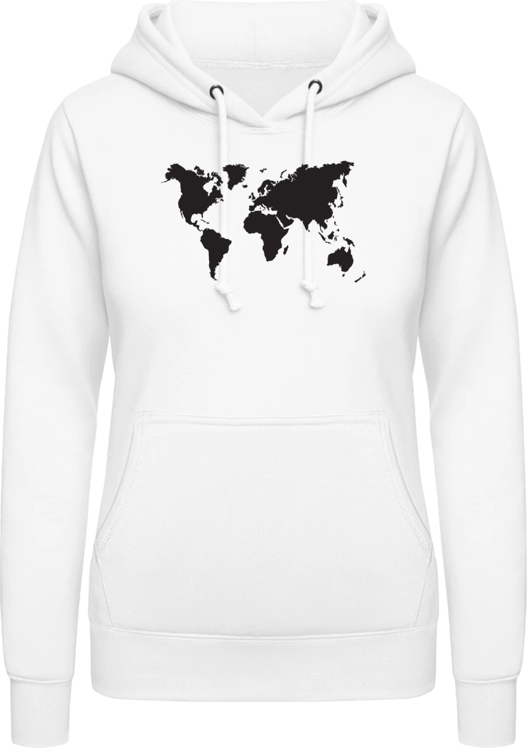 Weltkarte - Arctic white AWDis ladies hoodie - Front