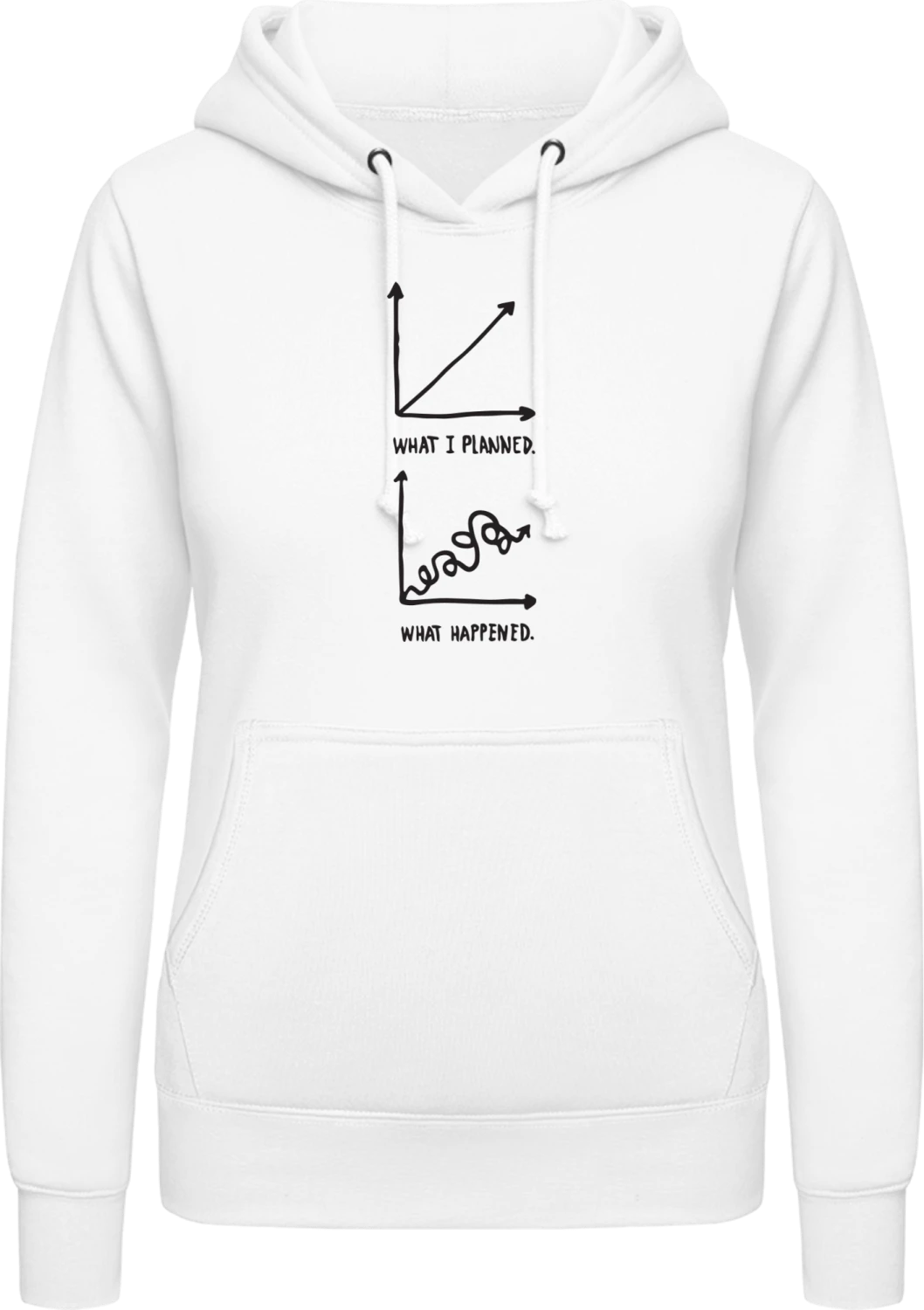 What I Planned What Happened - Arctic white AWDis ladies hoodie - Front