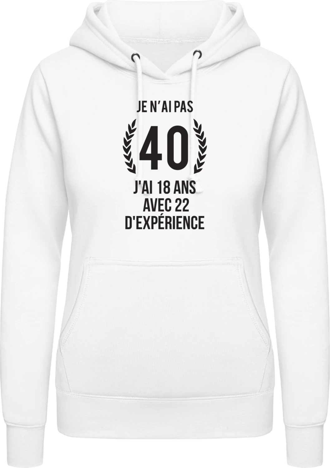 40 ans birthday - Arctic white AWDis ladies hoodie - Front