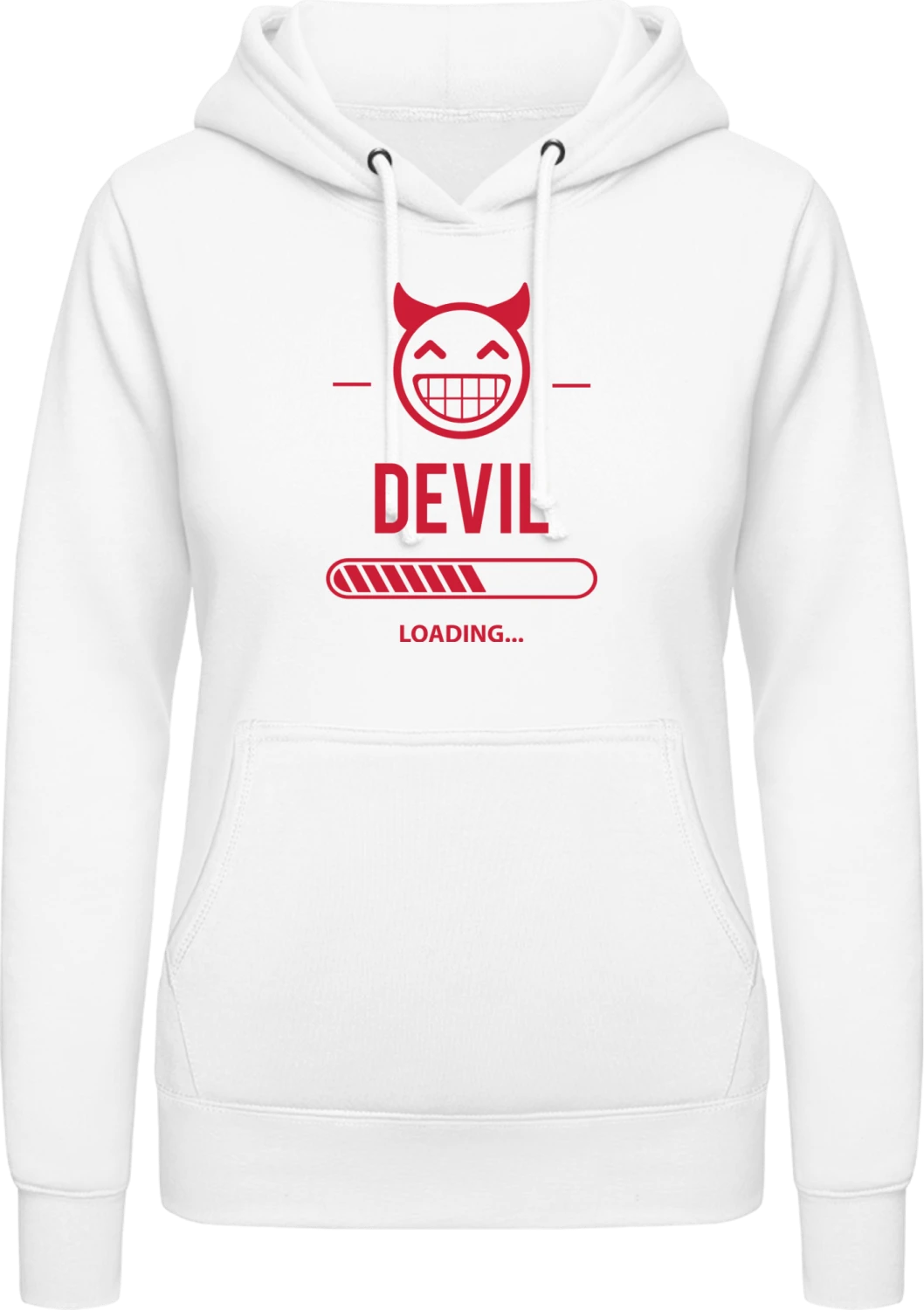 Devil Loading - Arctic white AWDis ladies hoodie - Front