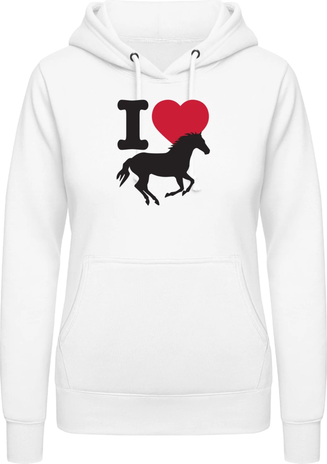 I Love Horses - Arctic white AWDis ladies hoodie - Front