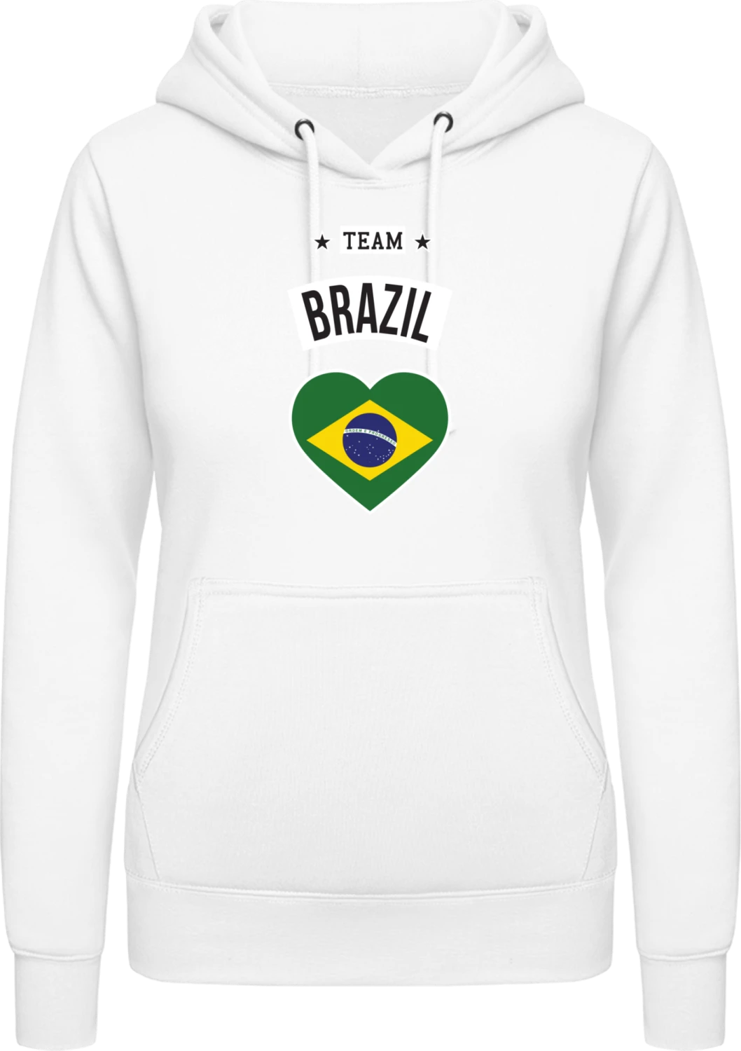 Team Brazil Heart - Arctic white AWDis ladies hoodie - Front