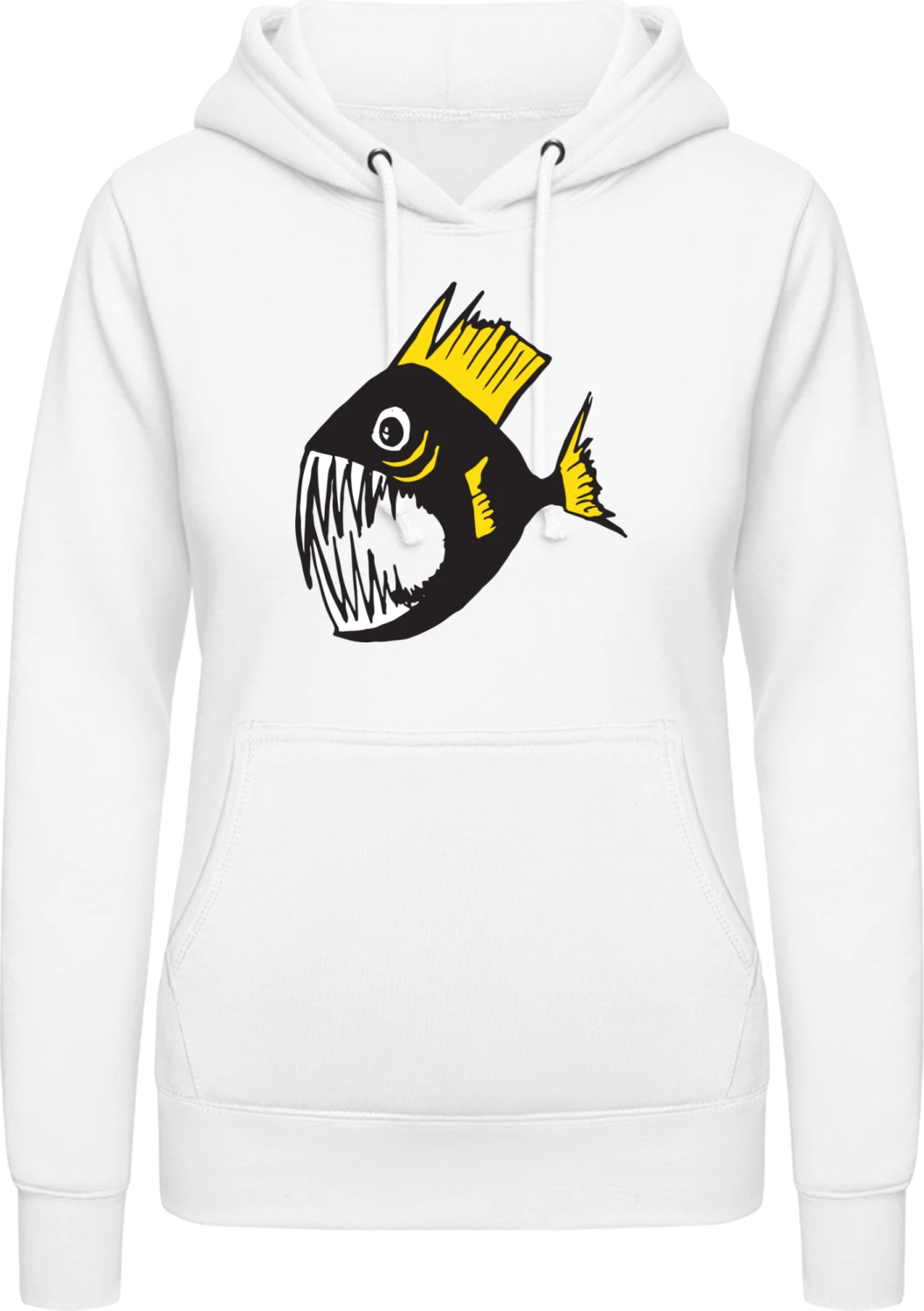 Piranha - Arctic white AWDis ladies hoodie - Front