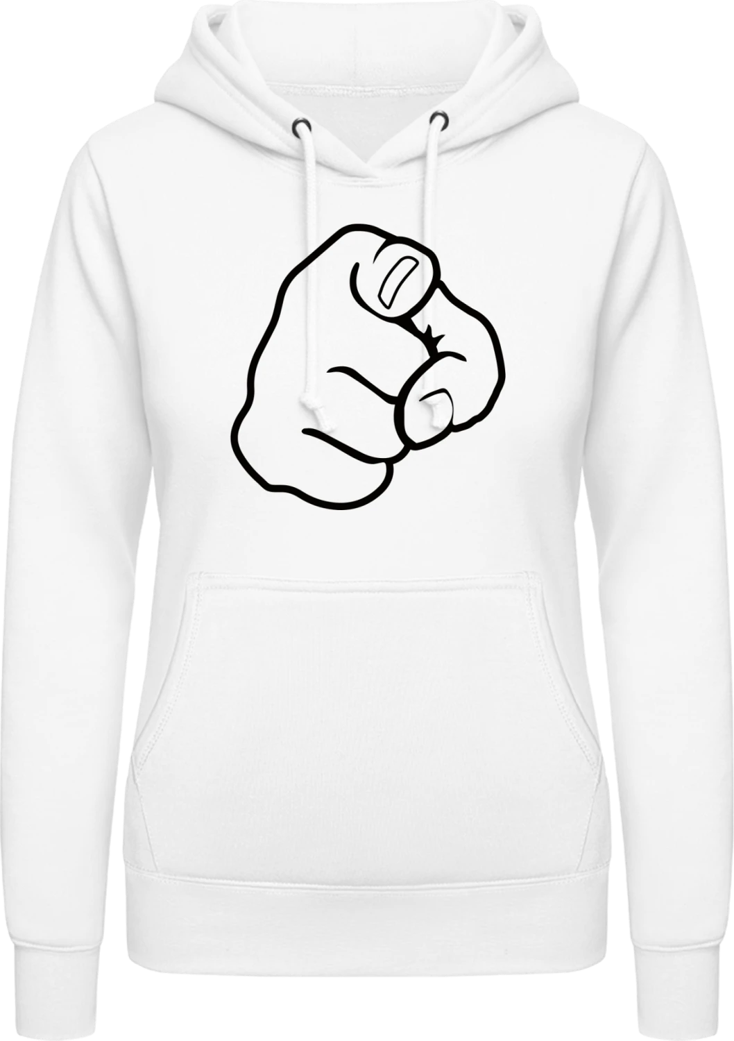 You Finger - Arctic white AWDis ladies hoodie - Front