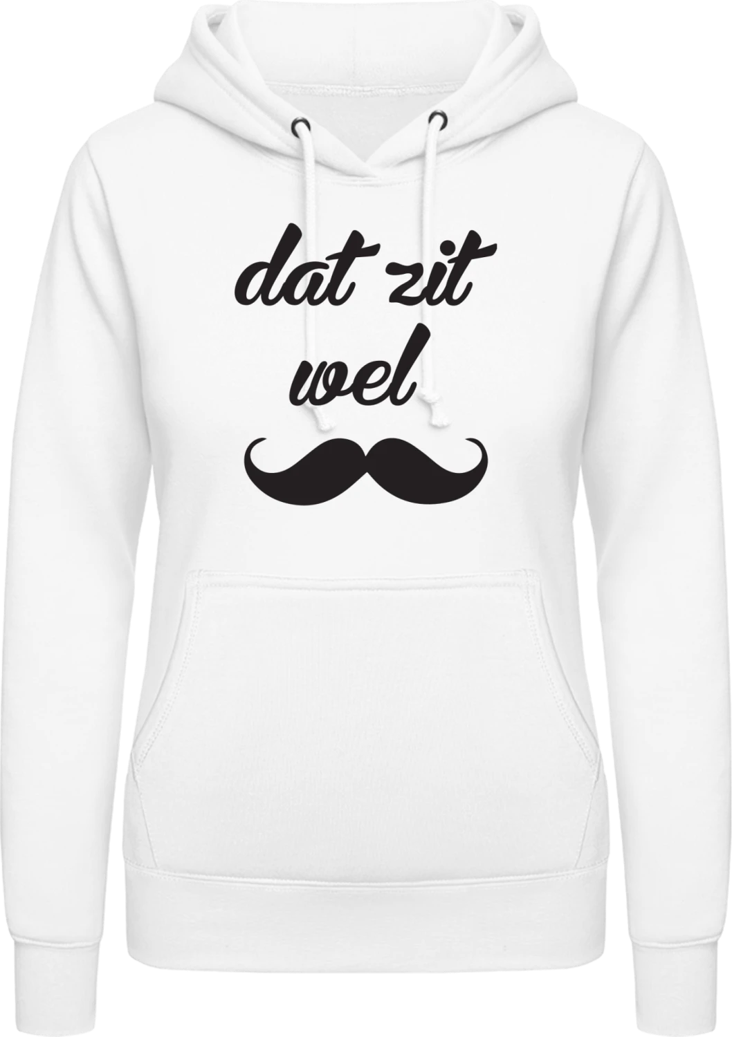 Dat Zit Wel Snor - Arctic white AWDis ladies hoodie - Front