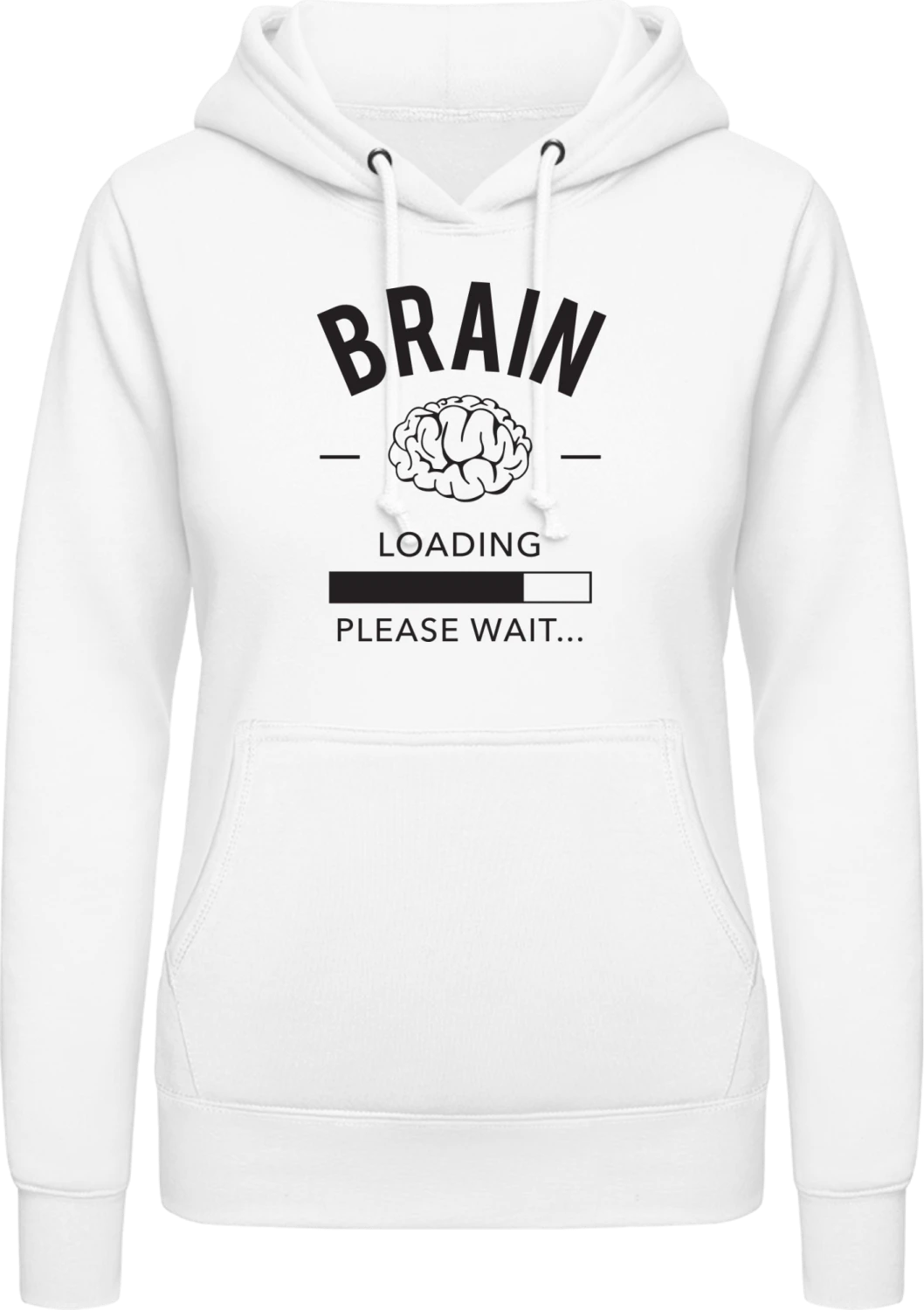 Brain loading please wait - Arctic white AWDis ladies hoodie - Front