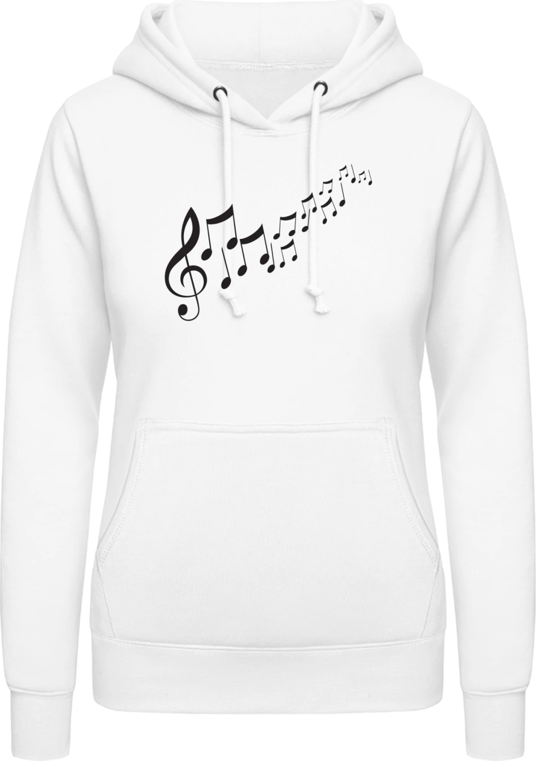 Dancing Music Notes - Arctic white AWDis ladies hoodie - Front