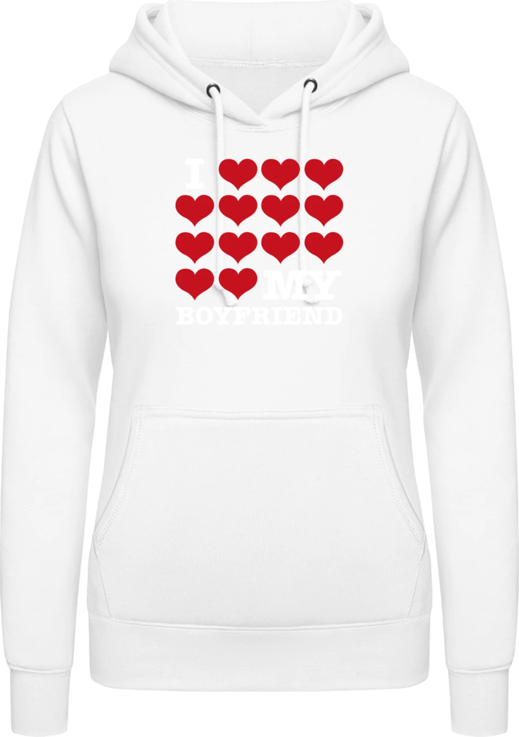 I Love My Boyfriend - Arctic white AWDis ladies hoodie - Front