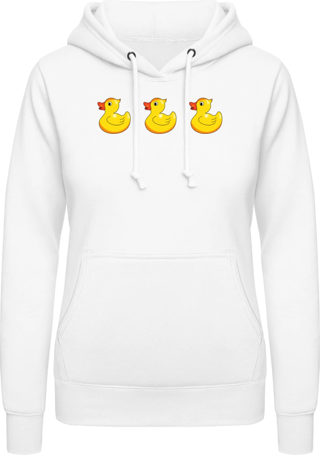 Ducks - Arctic white AWDis ladies hoodie - Front