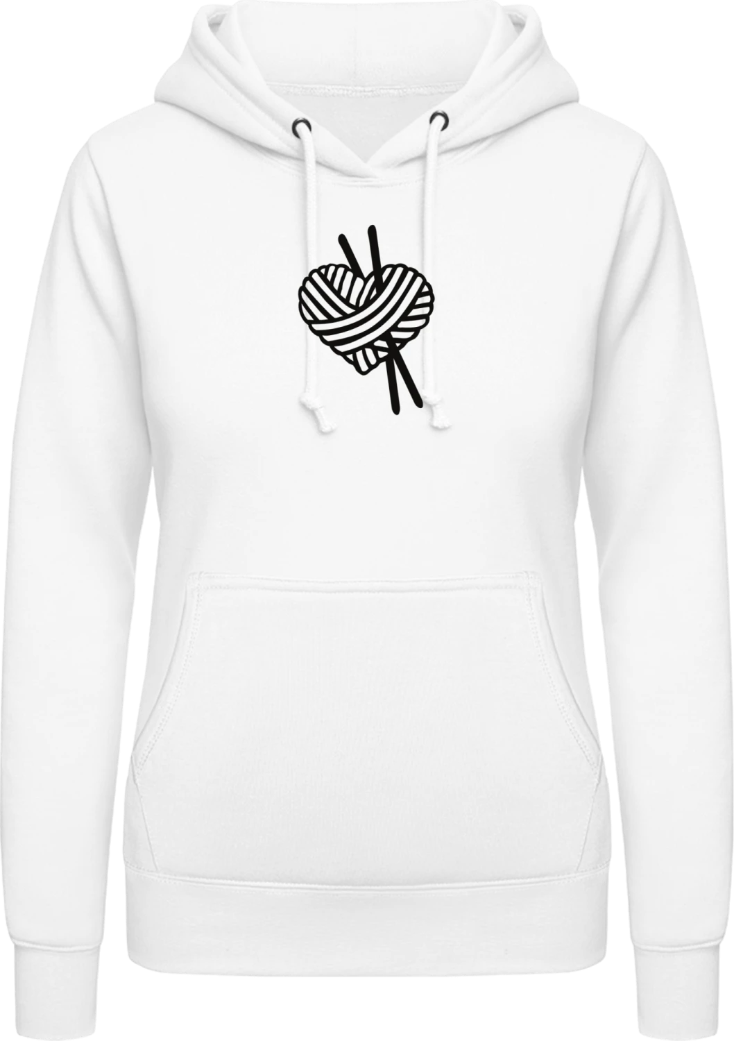 Knitting Heart - Arctic white AWDis ladies hoodie - Front