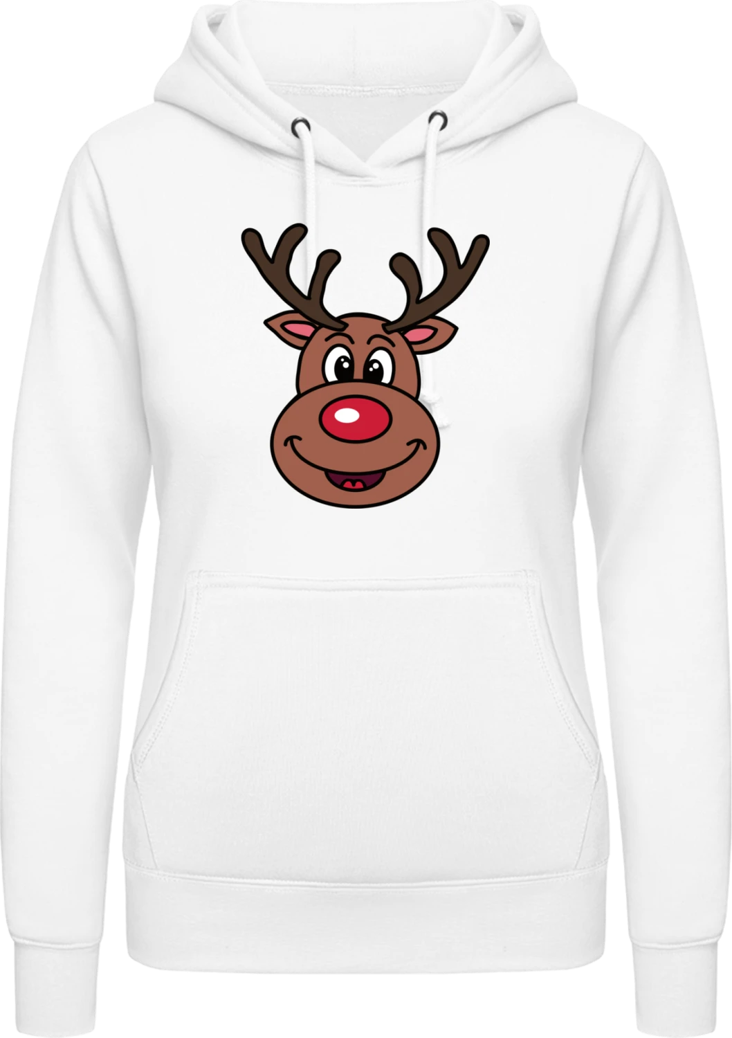 Rudolph The Red Nose Reindeer - Arctic white AWDis ladies hoodie - Front