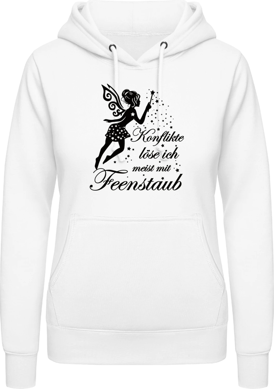 Konflikte löse ich mit Feenstaub - Arctic white AWDis ladies hoodie - Front