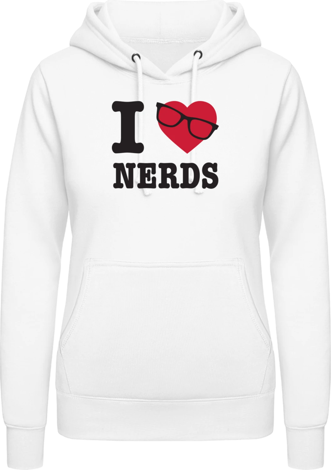 I Love Nerds - Arctic white AWDis ladies hoodie - Front