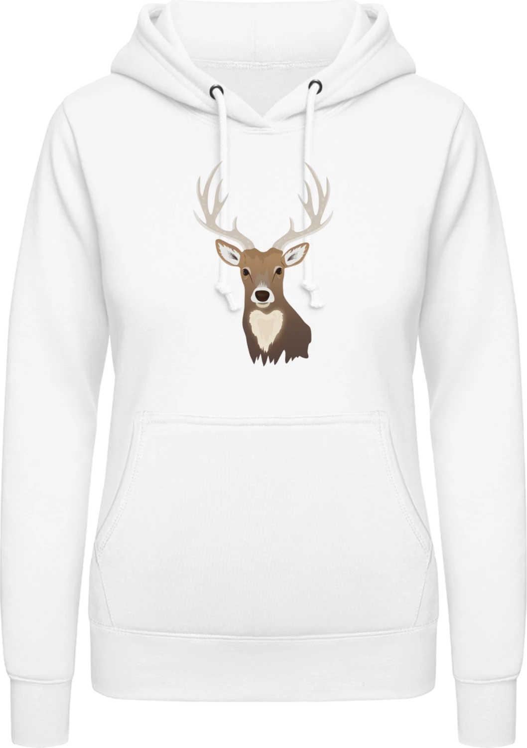 Deer Realistic - Arctic white AWDis ladies hoodie - Front