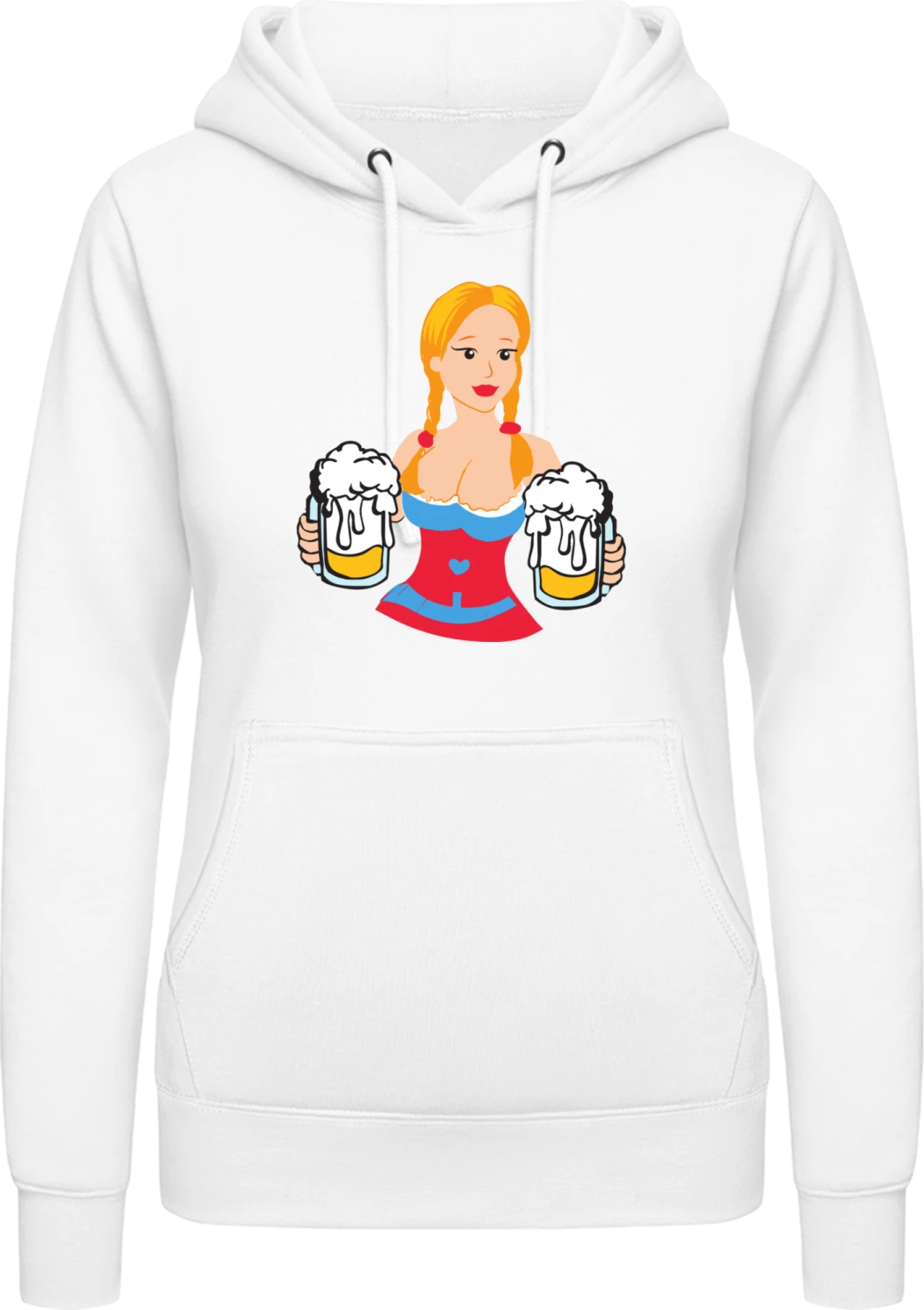 Bavarian Girl With Beer - Arctic white AWDis ladies hoodie - Front