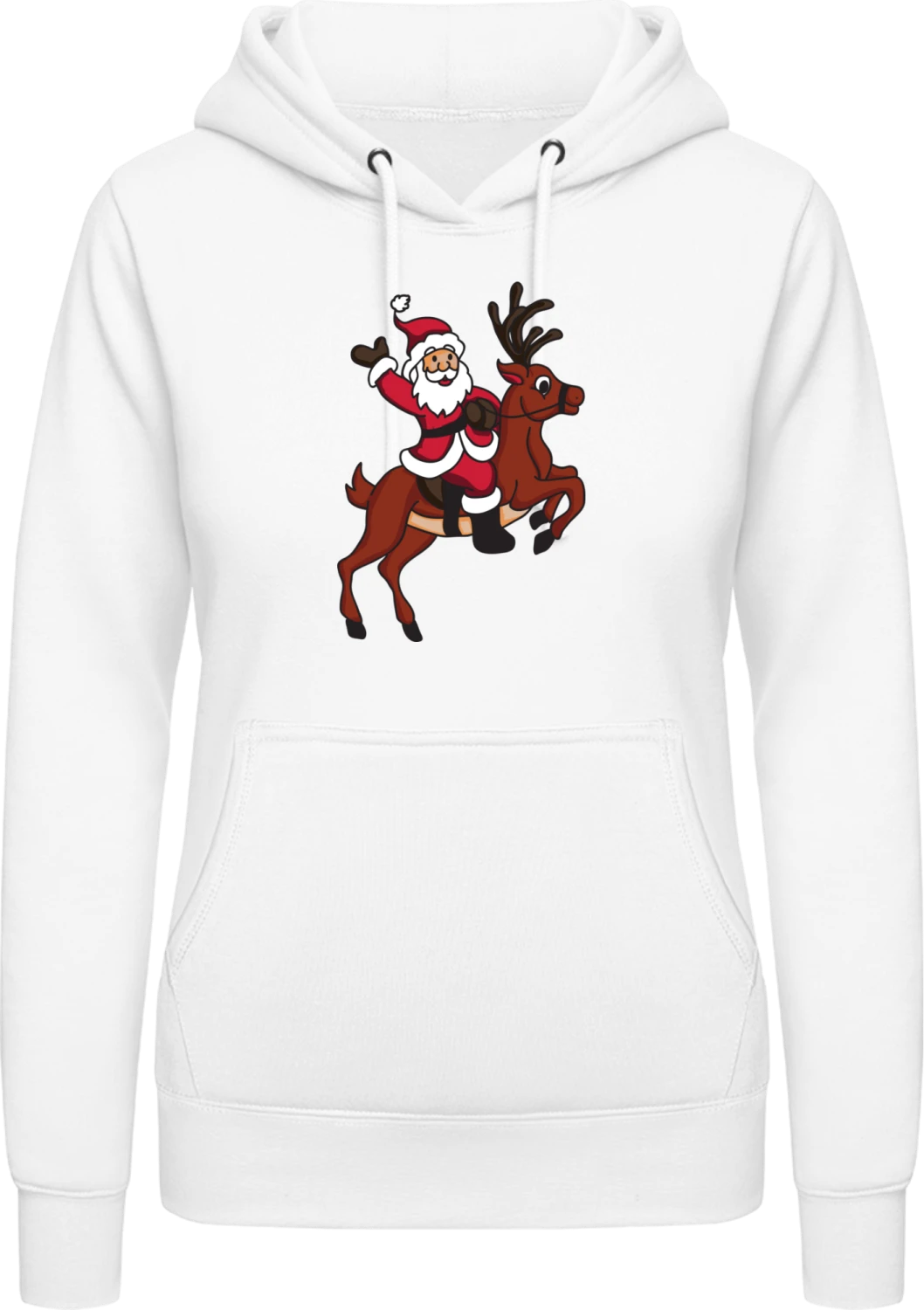 Santa Claus Riding Reindeer - Arctic white AWDis ladies hoodie - Front