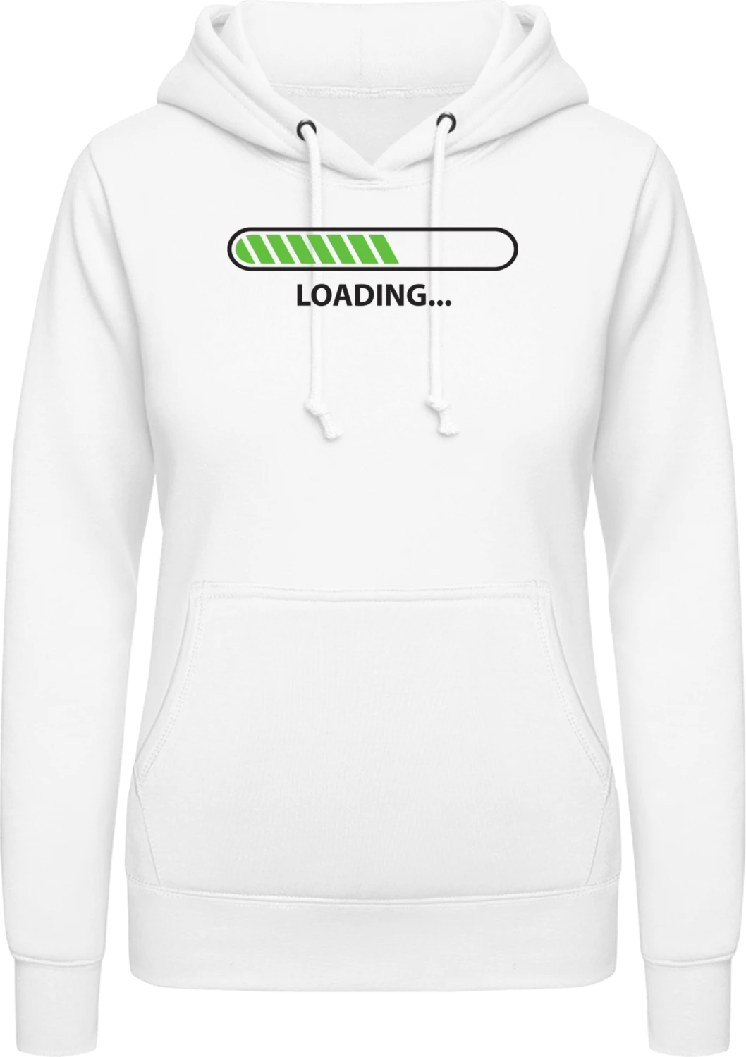 Loading Progress + DEIN TEXT - Arctic white AWDis ladies hoodie - Front