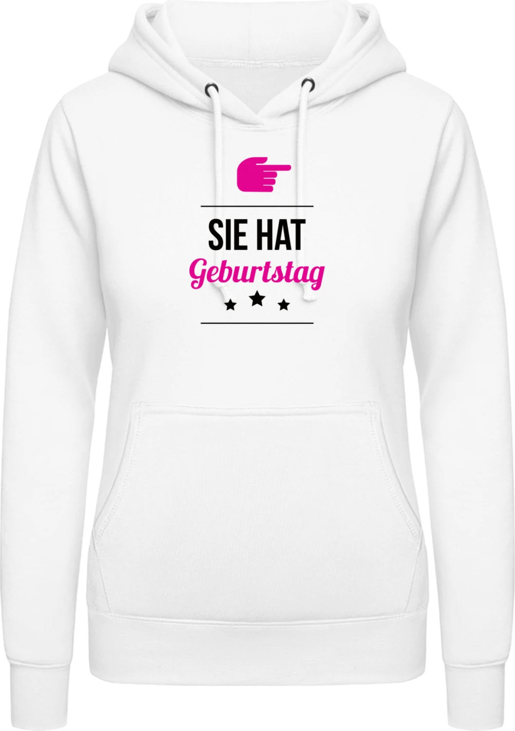 Sie hat Geburtstag + Dein Spruch - Arctic white AWDis ladies hoodie - Front