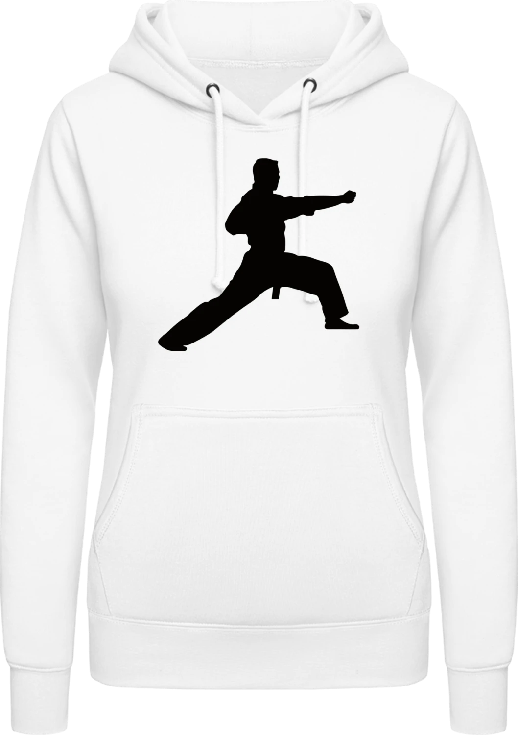 Kung Fu Fighter Silhouette - Arctic white AWDis ladies hoodie - Front