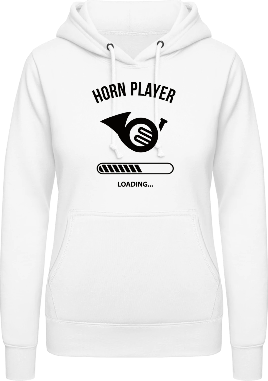 Horn Player Loading - Arctic white AWDis ladies hoodie - Front