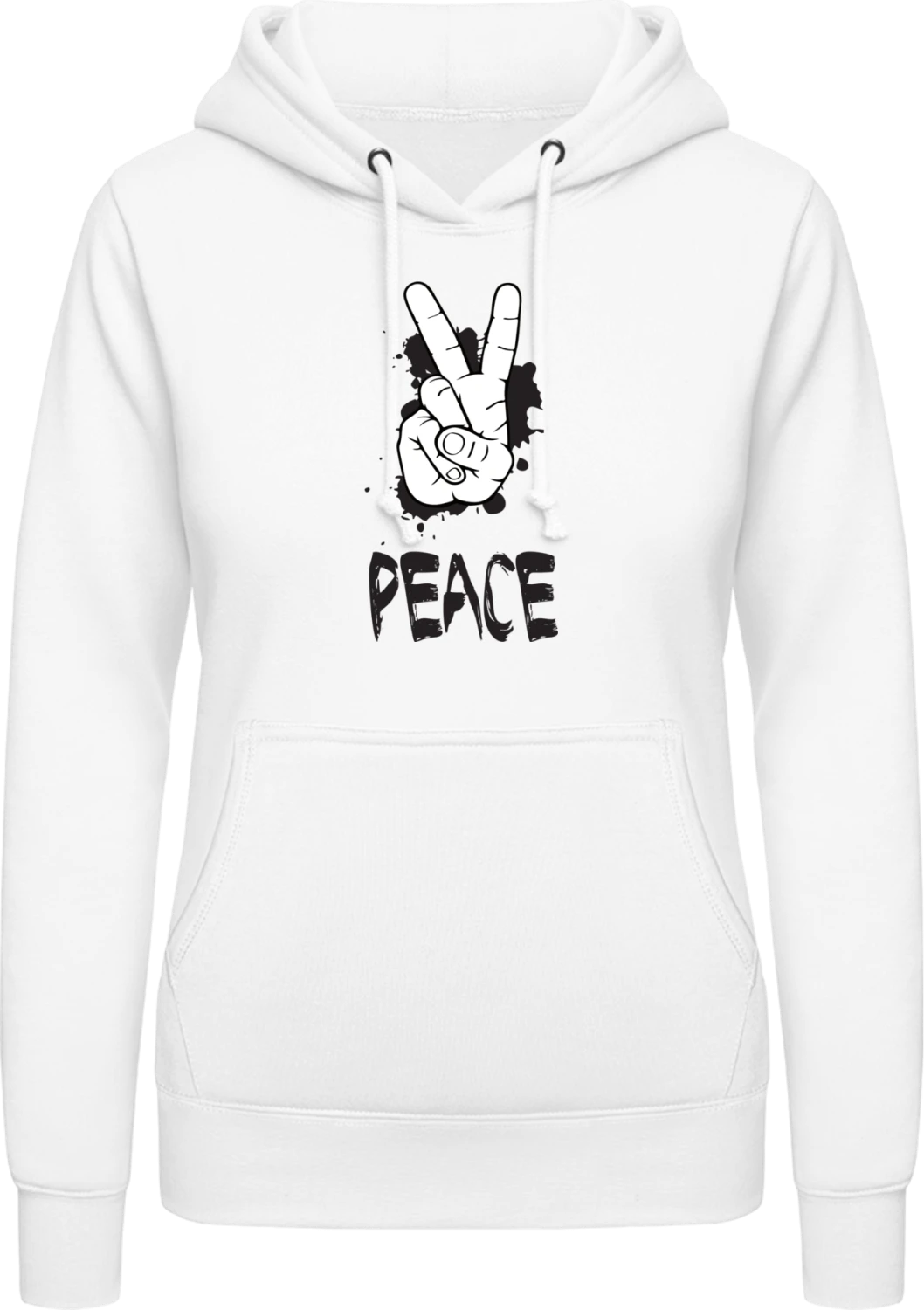 Peace Victory - Arctic white AWDis ladies hoodie - Front