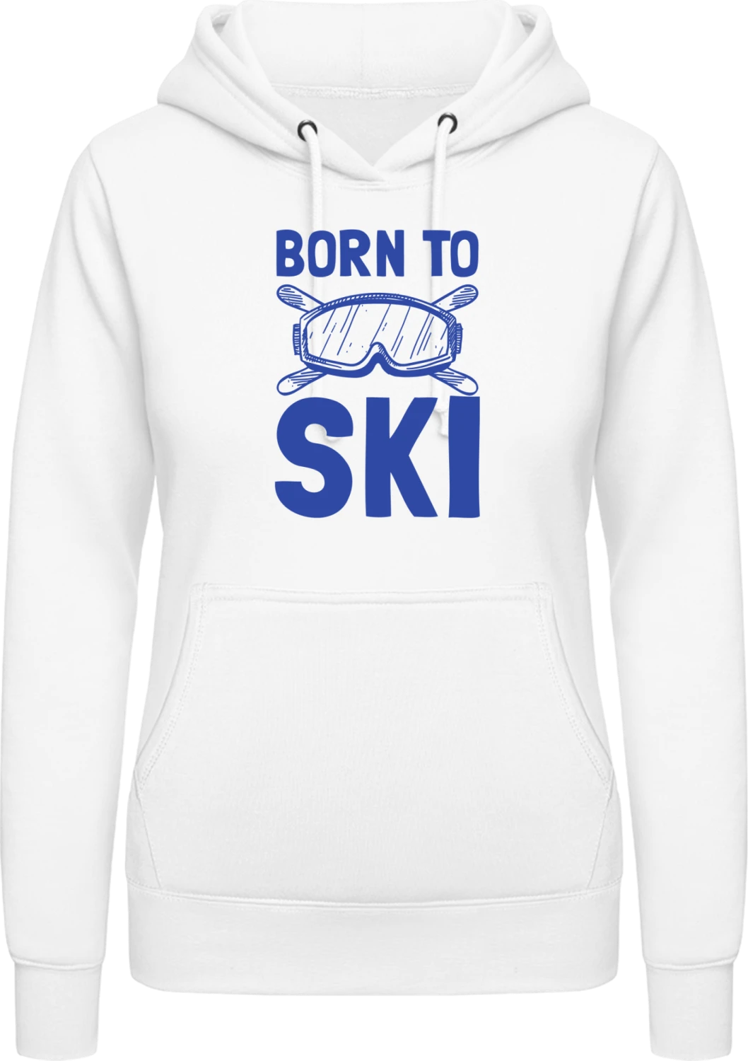 Born To Ski Logo - Arctic white AWDis ladies hoodie - Front