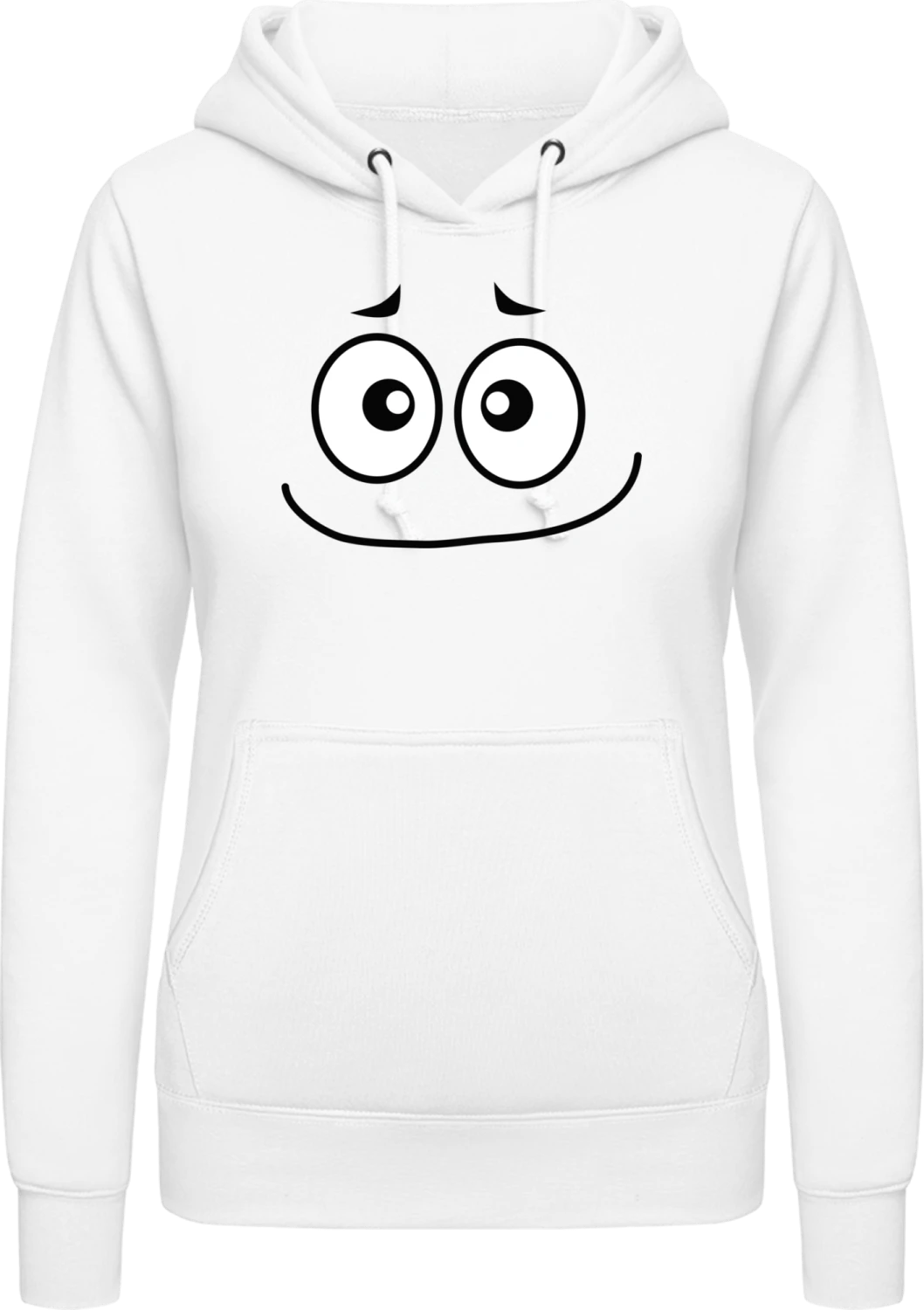 Sorrowful Smiley Face - Arctic white AWDis ladies hoodie - Front