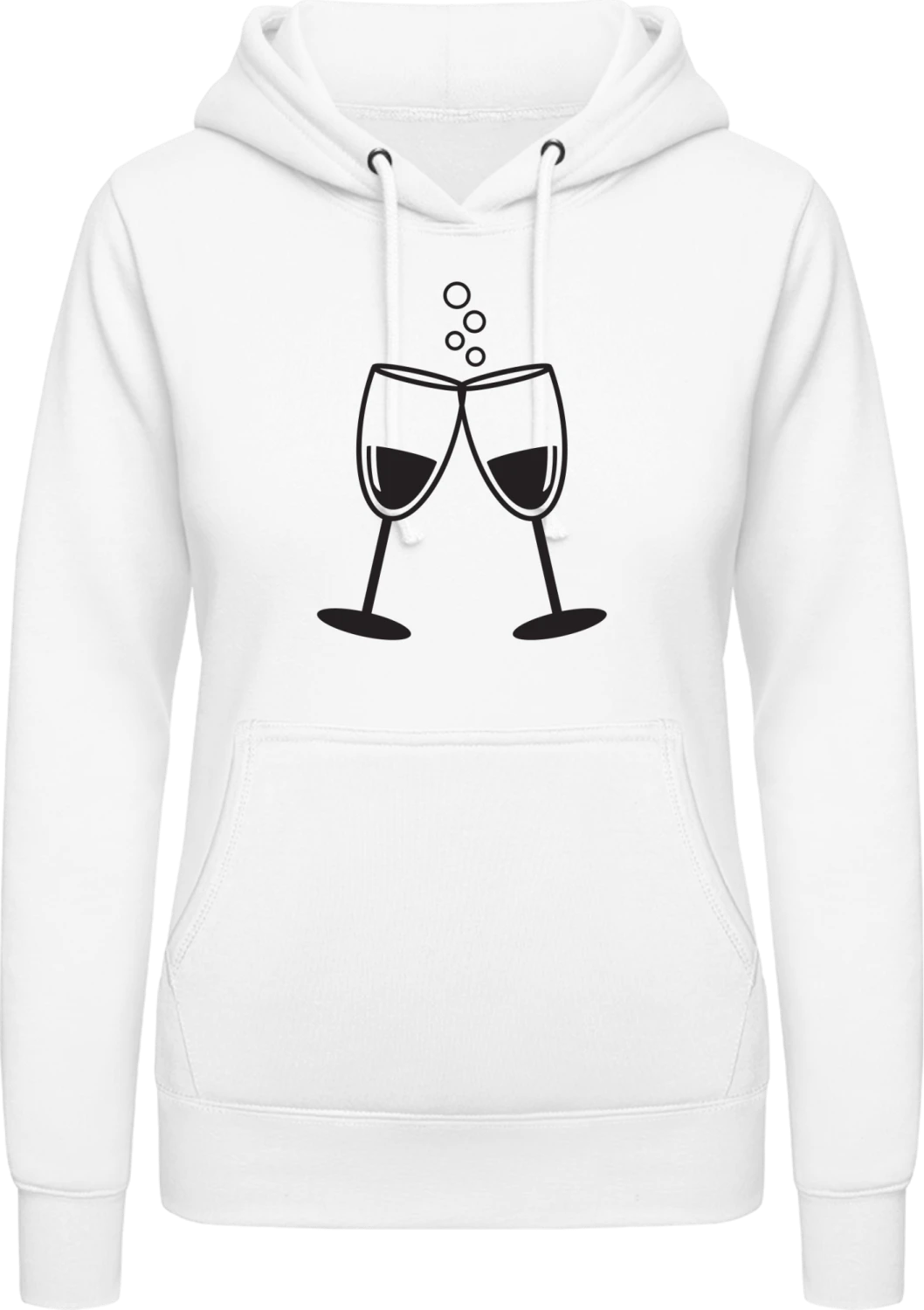 Clink Glasses Chears - Arctic white AWDis ladies hoodie - Front