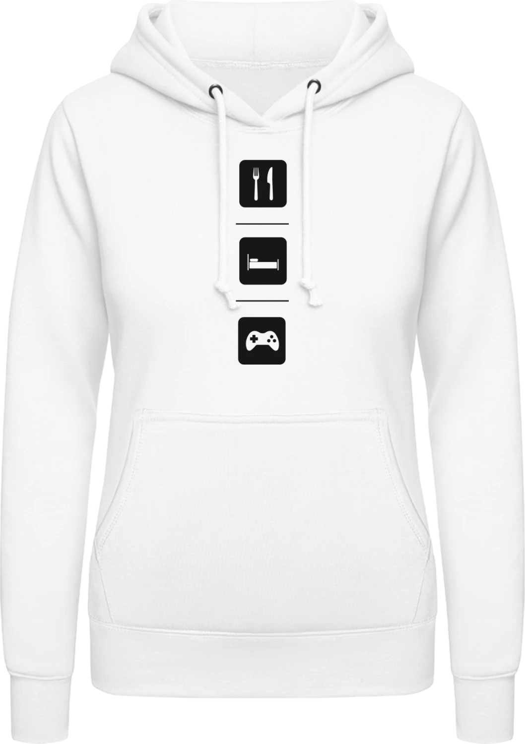 Eat Sleep Play - Arctic white AWDis ladies hoodie - Front