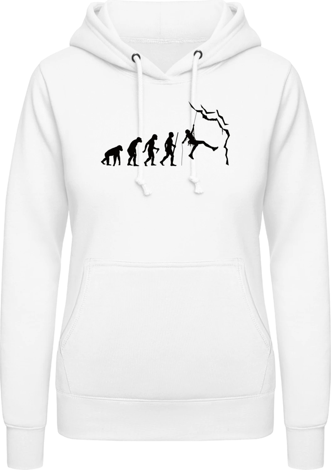 Climbing Evolution - Arctic white AWDis ladies hoodie - Front