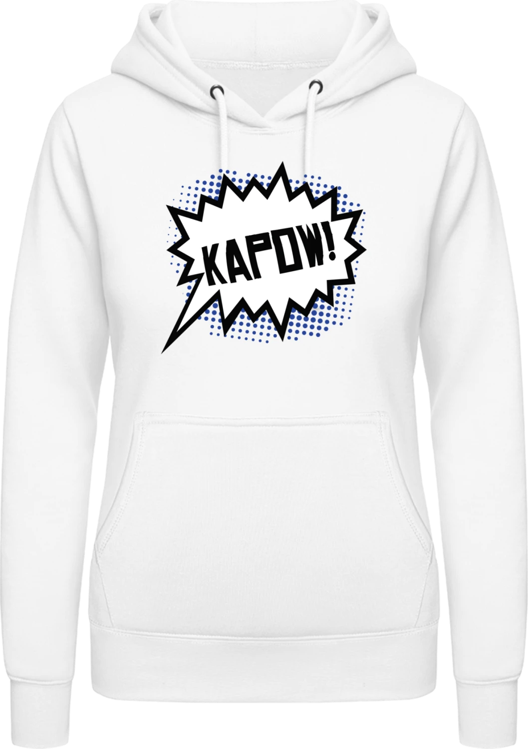 Kapow Comic Fight - Arctic white AWDis ladies hoodie - Front