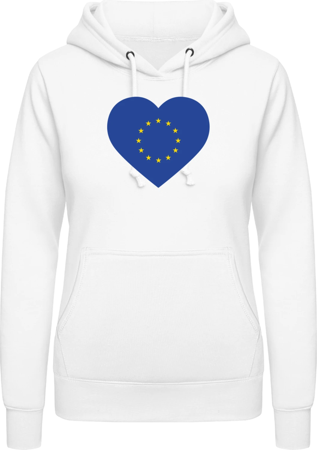 EU Europe Heart Flag - Arctic white AWDis ladies hoodie - Front