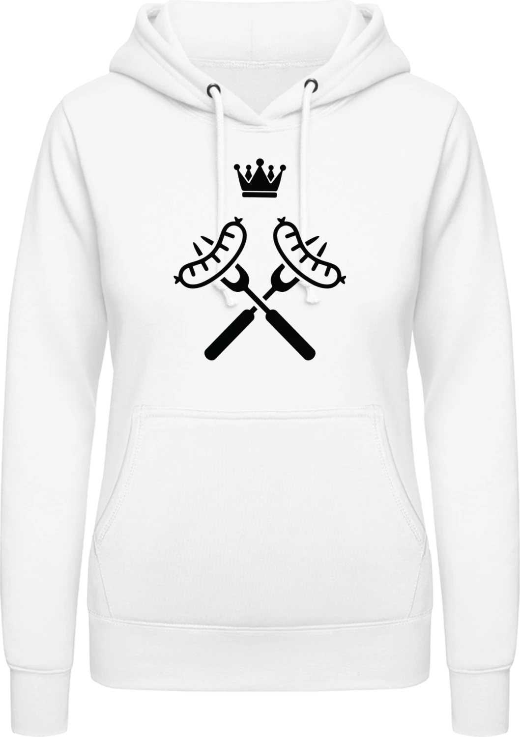 Sausage King - Arctic white AWDis ladies hoodie - Front