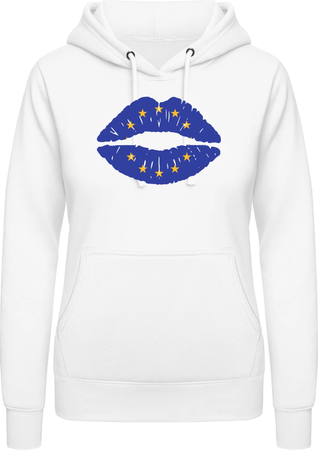 EU Kiss Flag - Arctic white AWDis ladies hoodie - Front