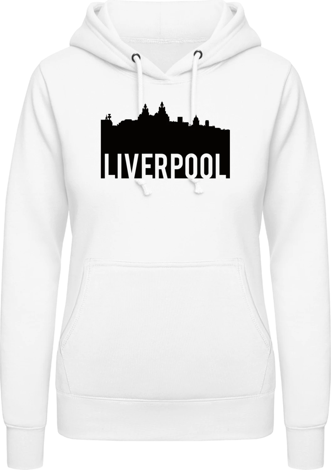 Liverpool City Skyline - Arctic white AWDis ladies hoodie - Front