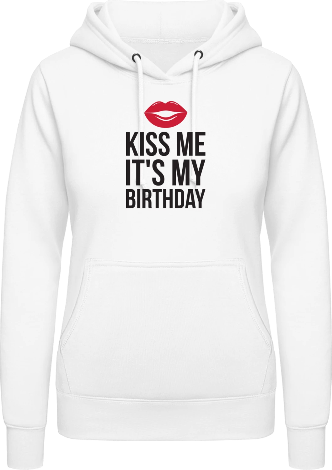 Kiss Me It's My Birthday - Arctic white AWDis ladies hoodie - Front