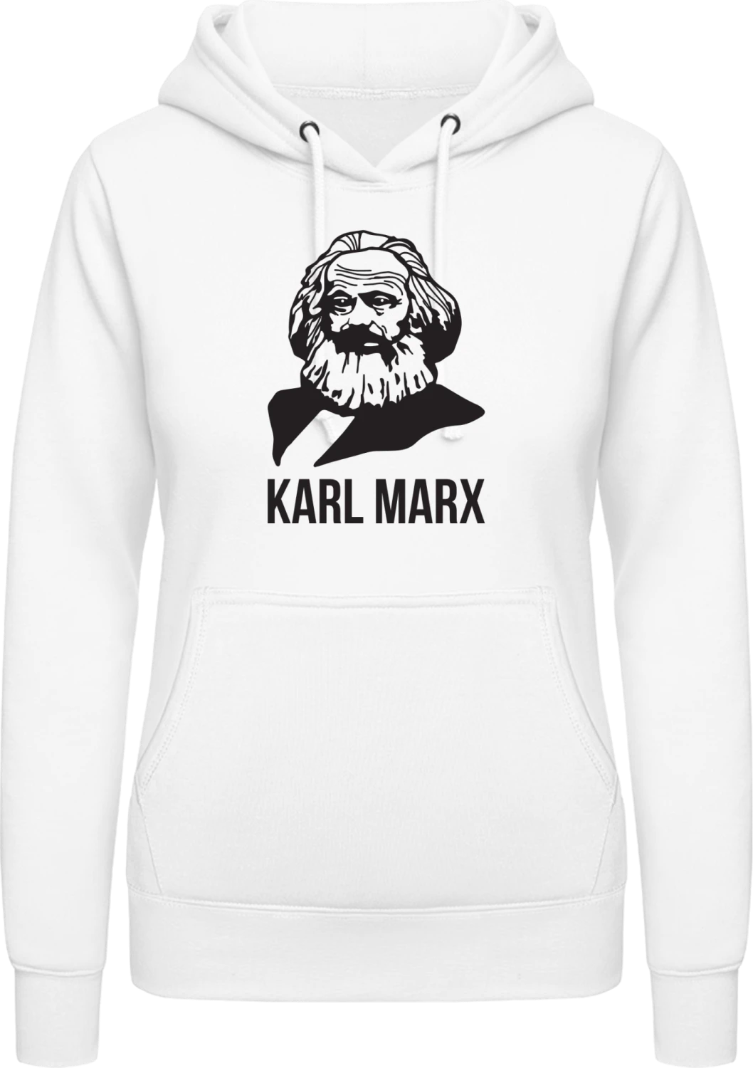 Karl Marx SIlhouette - Arctic white AWDis ladies hoodie - Front