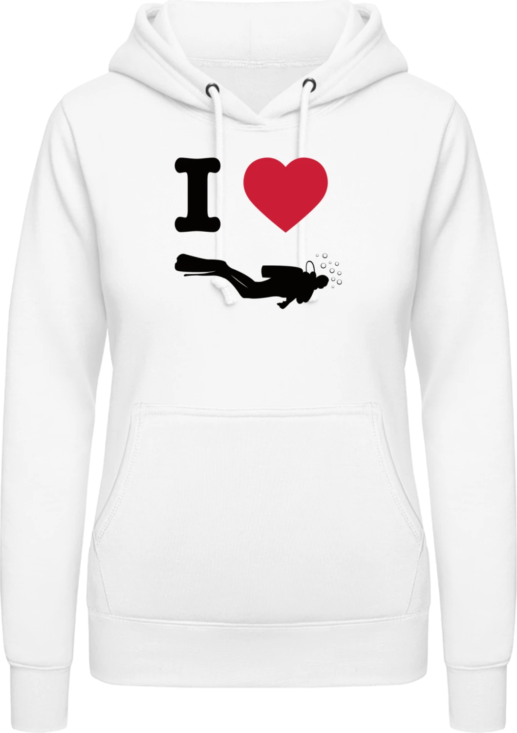 I Heart Diving - Arctic white AWDis ladies hoodie - Front