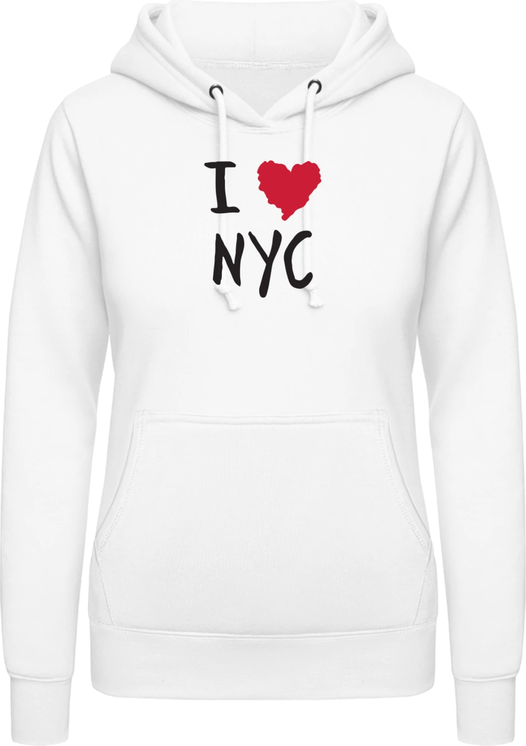 I Love NYC - Arctic white AWDis ladies hoodie - Front