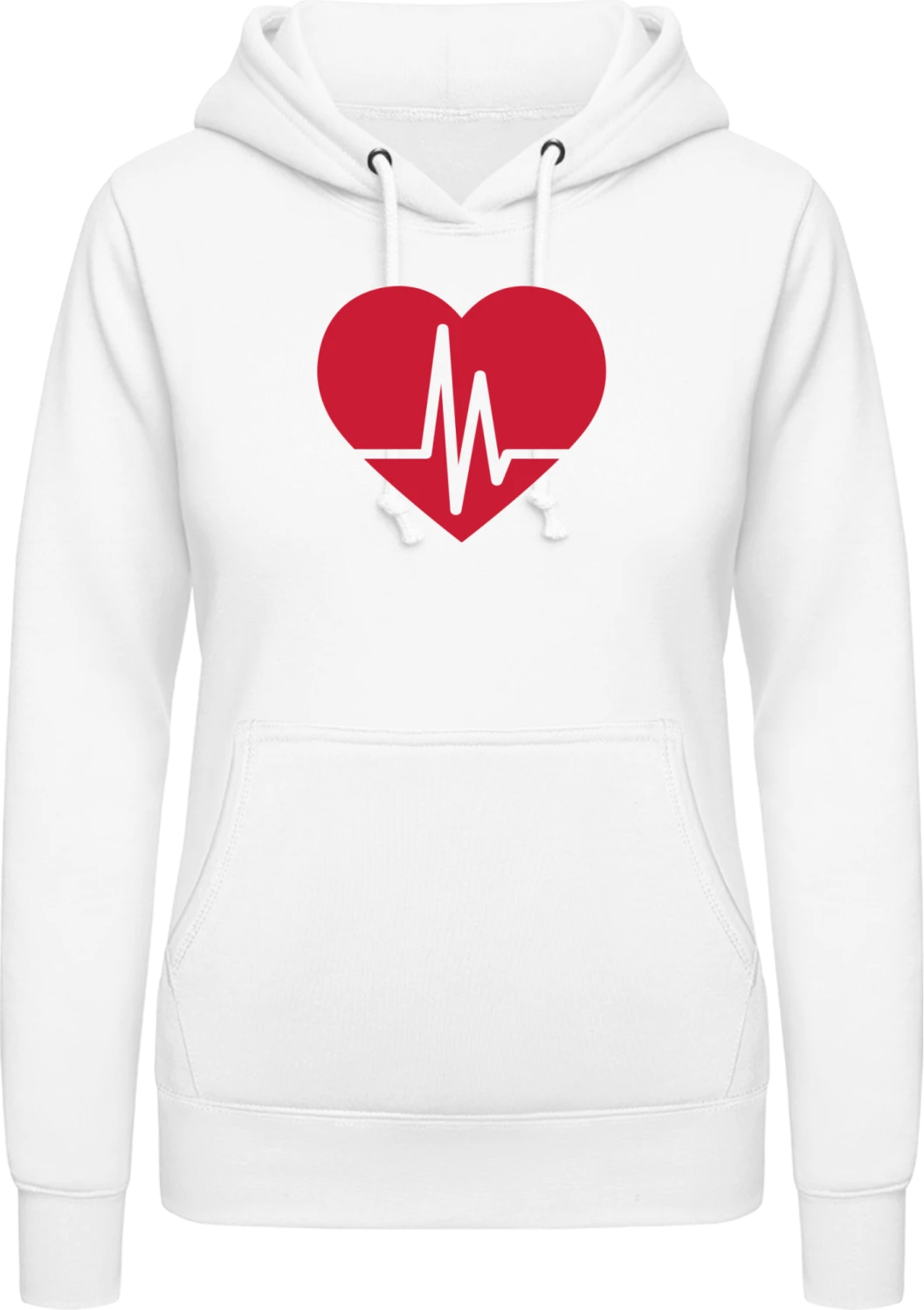 Heart Beat Logo - Arctic white AWDis ladies hoodie - Front