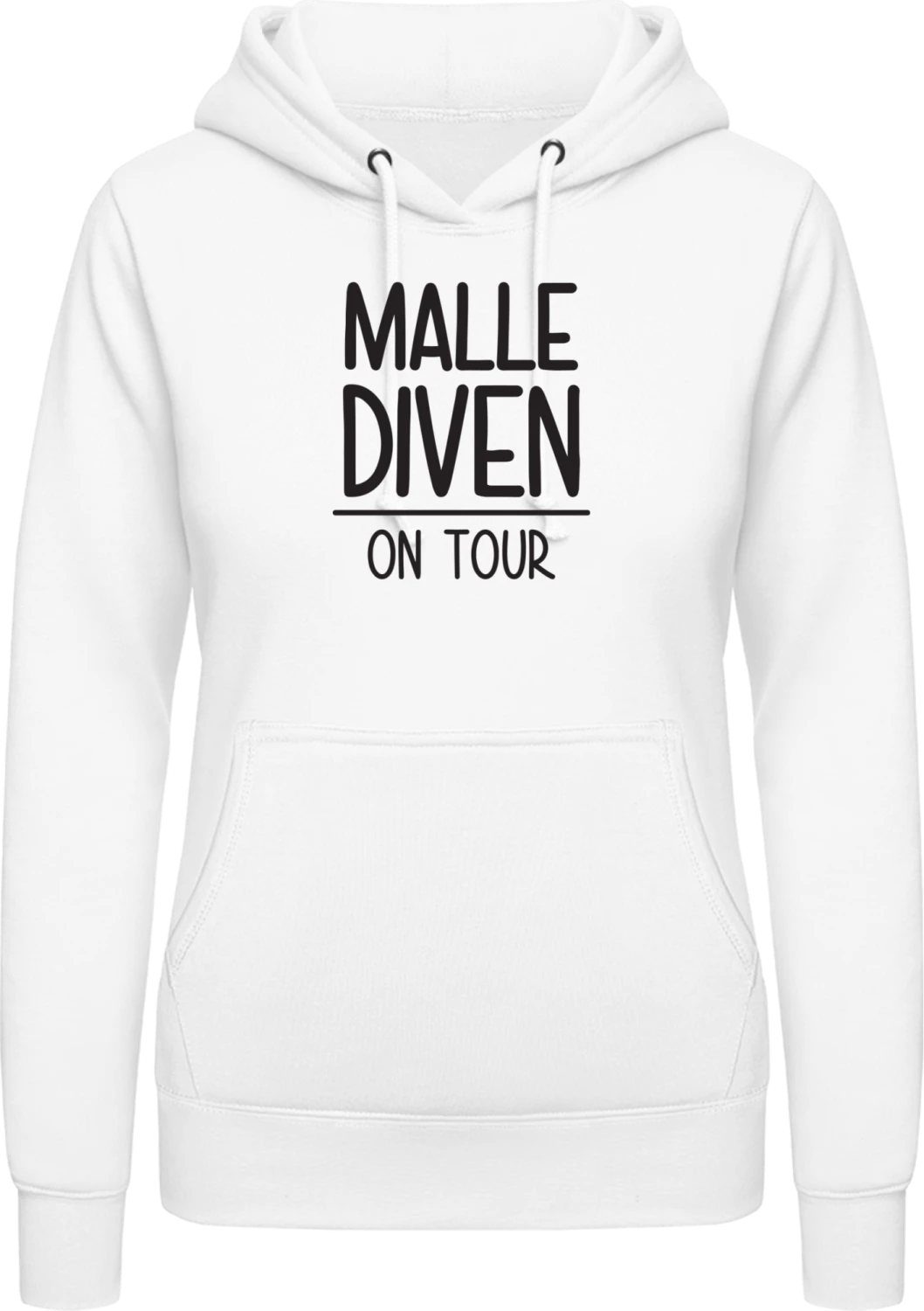 Malle Diven on Tour - Arctic white AWDis ladies hoodie - Front