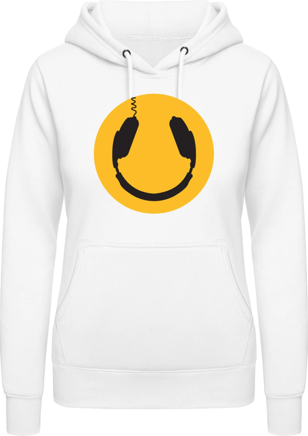 DJ Headphones Smiley - Arctic white AWDis ladies hoodie - Front