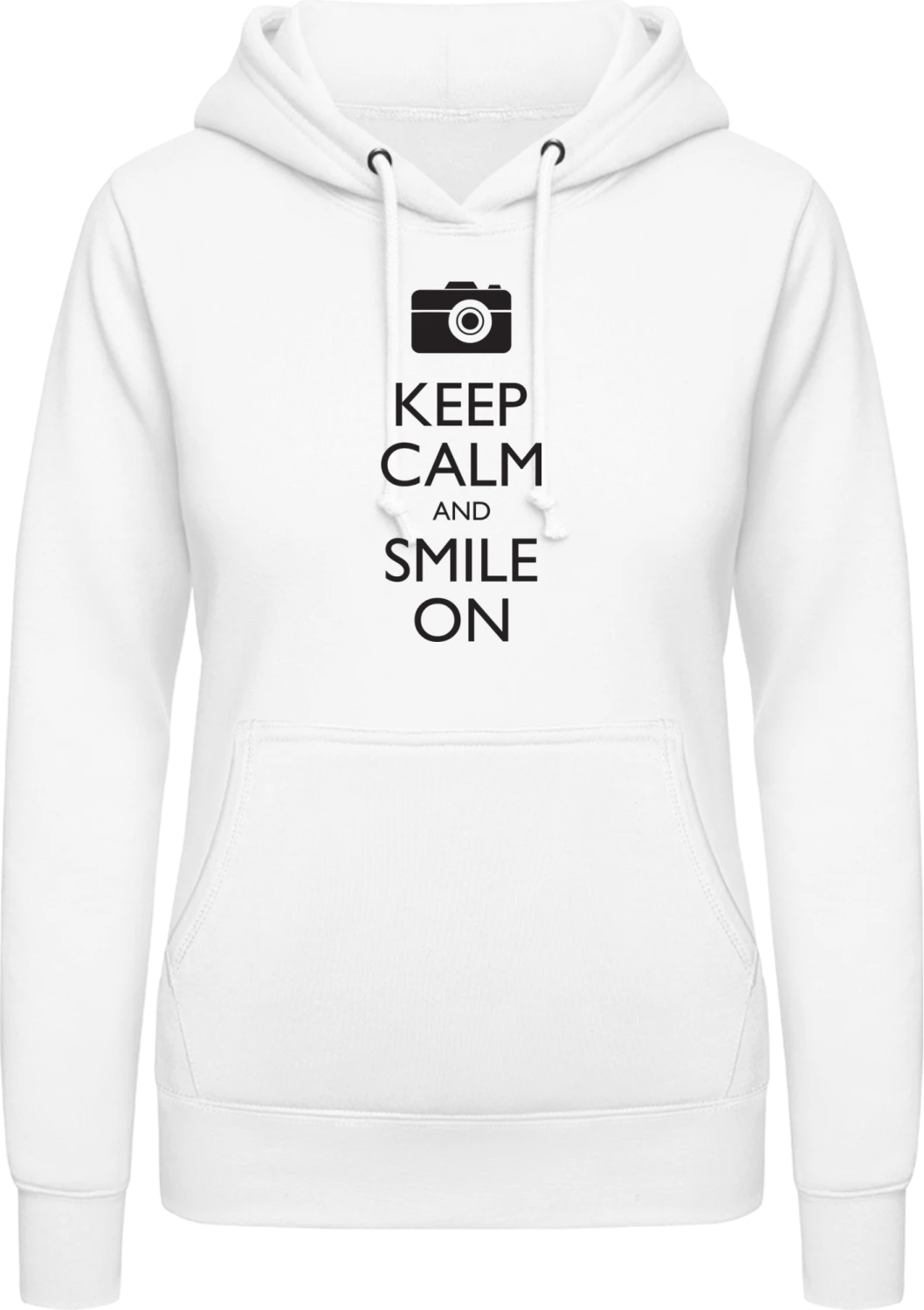 Smile On - Arctic white AWDis ladies hoodie - Front