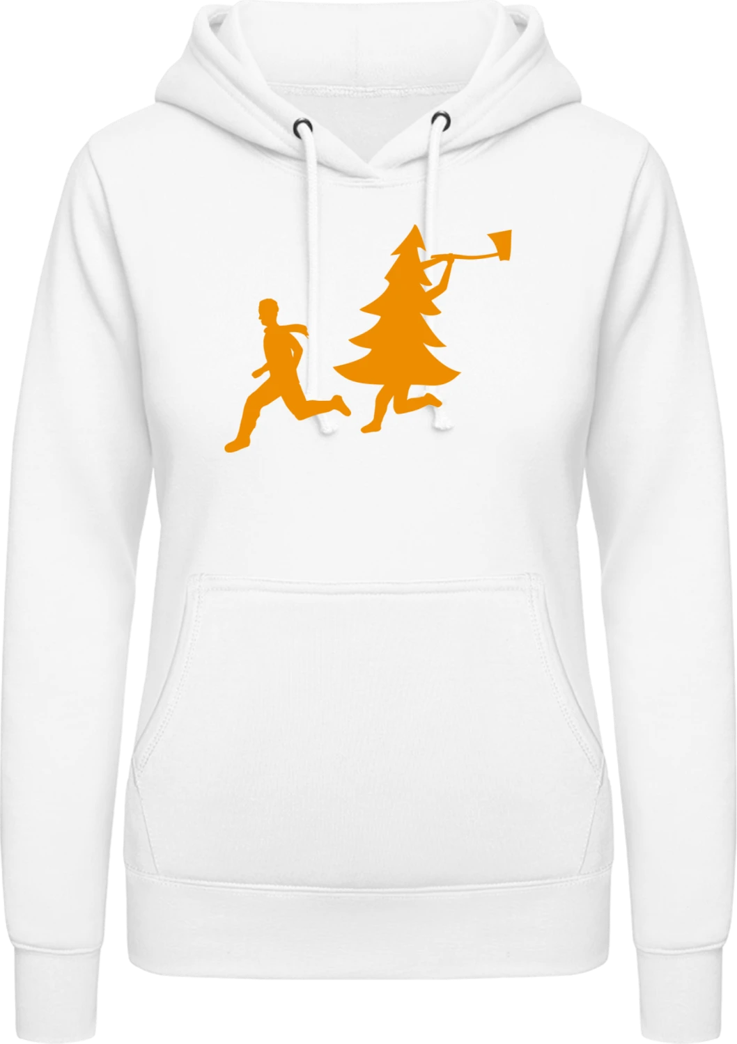 Christmas Tree Attacks Man With Ax - Arctic white AWDis ladies hoodie - Front